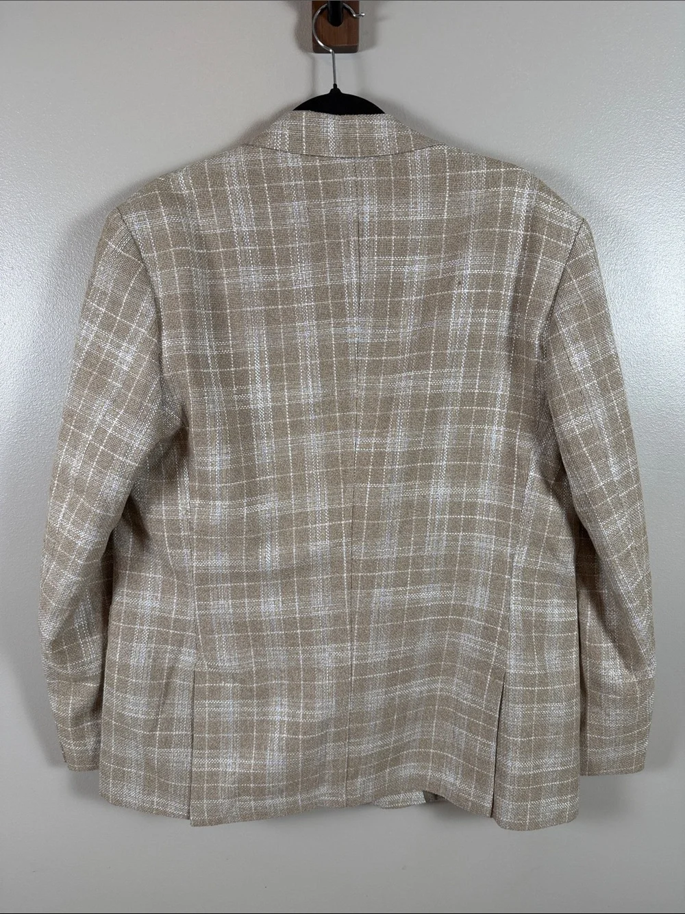 Mattarazi Uomo Men's Beige Plaid Sport Coat - Classic Windowpane Blazer